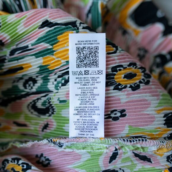 Topshop 60s Floral Plisse Wide Leg Colorful Pants Size 8 - Picture 6 of 8